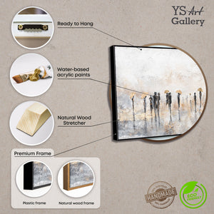 Handgemaltes abstraktes Leinwandbild „Sommerregen“ im Rahmen