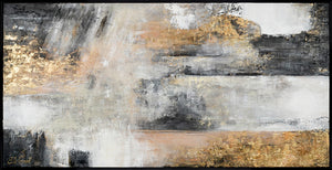 Abstraktes Acrylbild mit goldenen Akzenten – Moderne Kunst auf Leinwand mit Rahmen