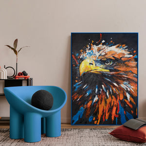 Abstrakte Acrylmalerei auf Leinwand mit Rahmen "Mächtiger Adler"