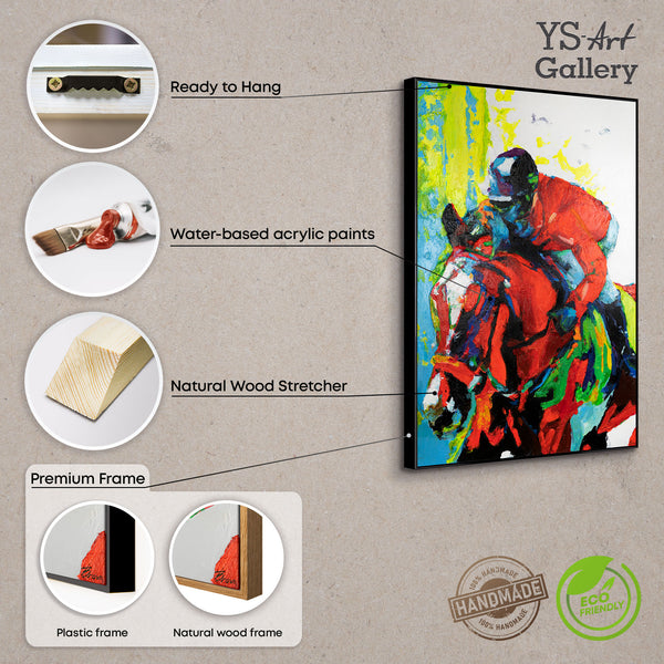 Acrylbilder Modern: Handgemaltes Reiter & Pferd "Flug der Reitkunst"