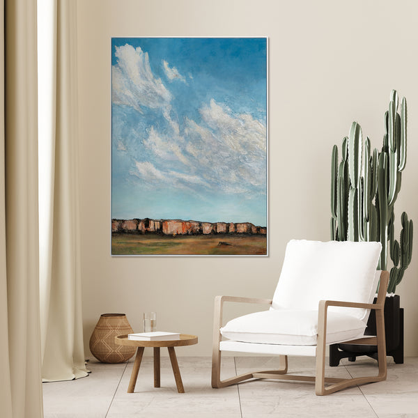 Originale Acryllandschaft Handgemalt mit Rahmen "Wolken Inspiration"