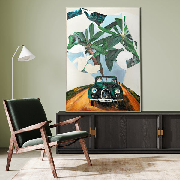 Moderne Abstrakte Leinwandkunst mit Rahmen "Unterwegs zum Abenteuer"