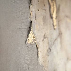 Handgemaltes Wandbild „Goldene Horizonte" – abstrakte Komposition in Gold, Beige und Grau