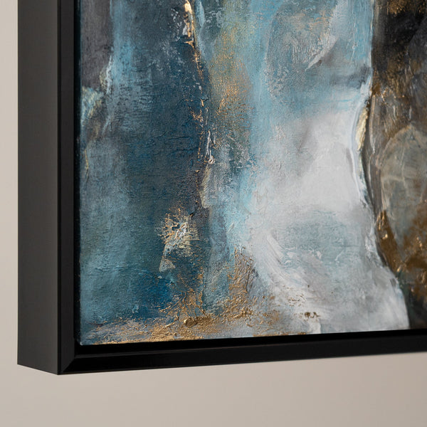 Abstrakte Kunst "Goldene Konsonanzen" mit Rahmen Bild Wohnzimmer