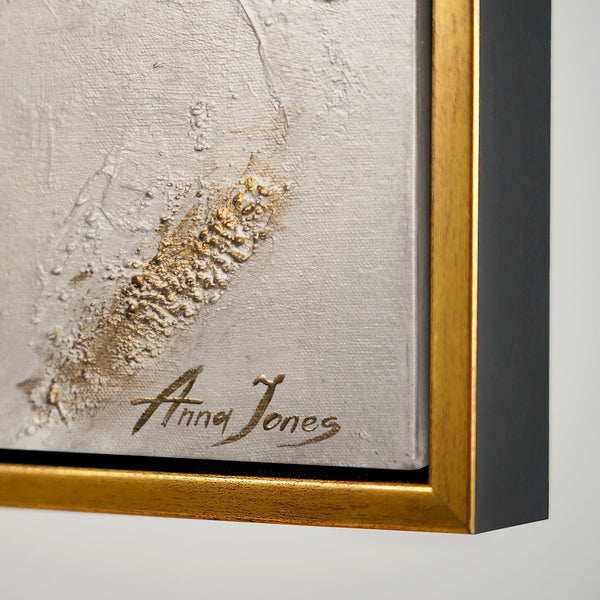 Handgemaltes Baumbild „Baum des Reichtums" – goldener Lebensbaum in Relief, 60x40 cm mit schwarz-goldenem Rahmen
