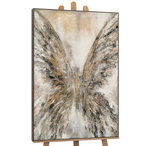 Gemälde malen abstrakt Schmetterling mit Rahmen Goldene Flügel Leinwandbilder Wohnzimmer