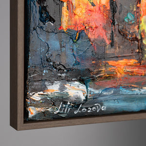 Gemälde Paris auf Leinwand – Abstrakte Kunst mit Rahmen "Die Gemütlichkeit von Paris"