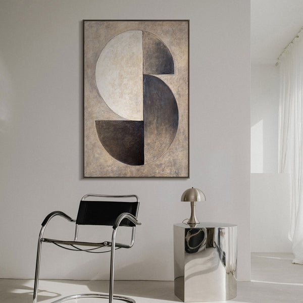 Abstraktes geometrisches Leinwandbild Beige Schwarz