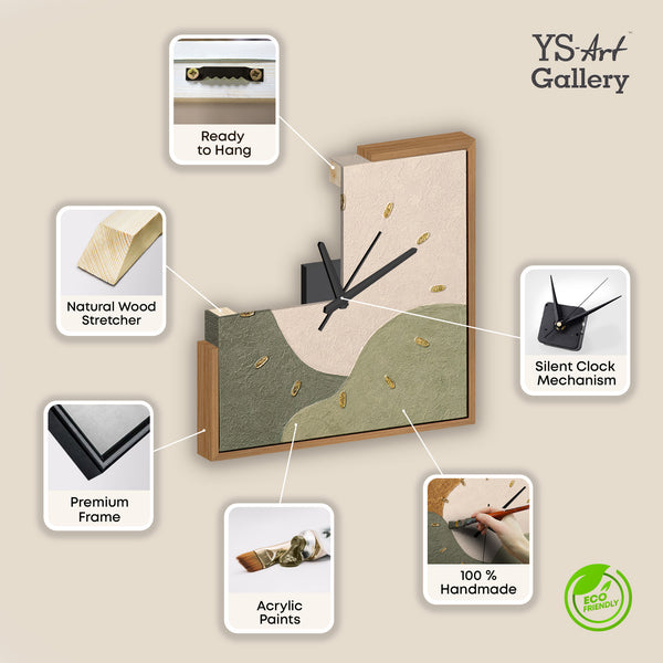 Handgemalte Wanduhr mit abstrakter Pastellkomposition – 35×35 cm