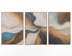 „Vergehen der Zeit“ – Abstraktes Triptychon auf Leinwand in Erdtönen