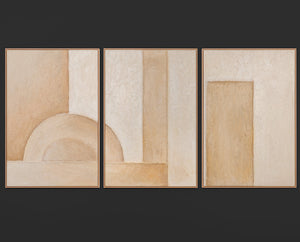„Raum der Formen“– Triptychon Beige 3-teilig handgemalt