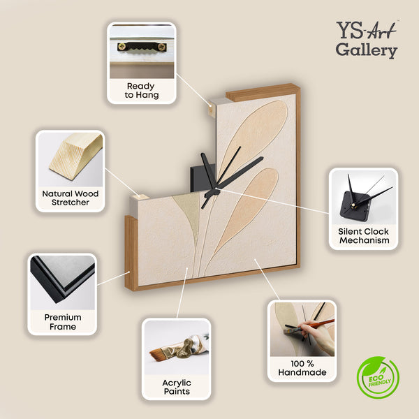 Handgemalte originelle Wanduhr mit floraler Abstraktion – 35×35 cm