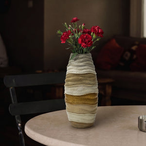 Keramik Japanische Bodenvase handbemalt in Erdtönen, 21 cm