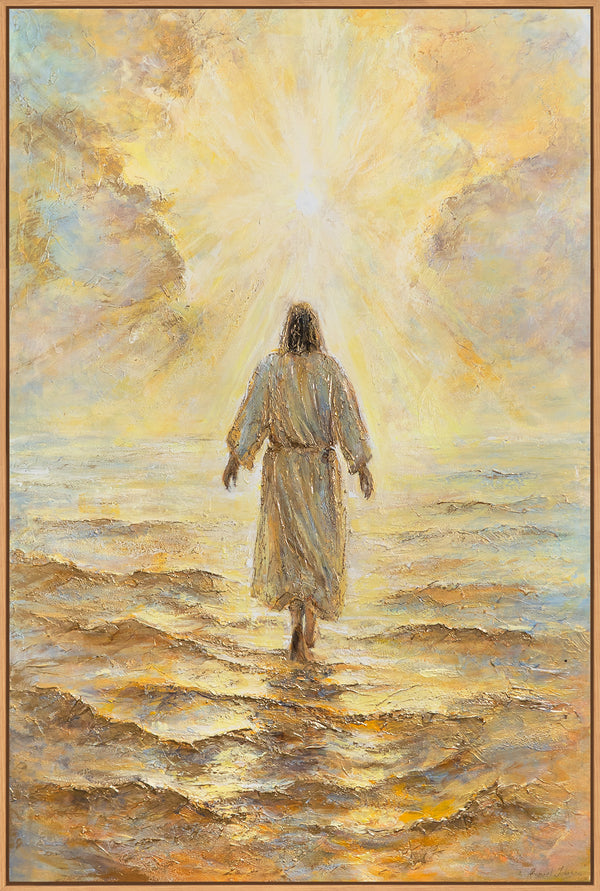 Handgemalte religiöse Kunst „Strahlkraft des Glaubens“ – Christus am Meer