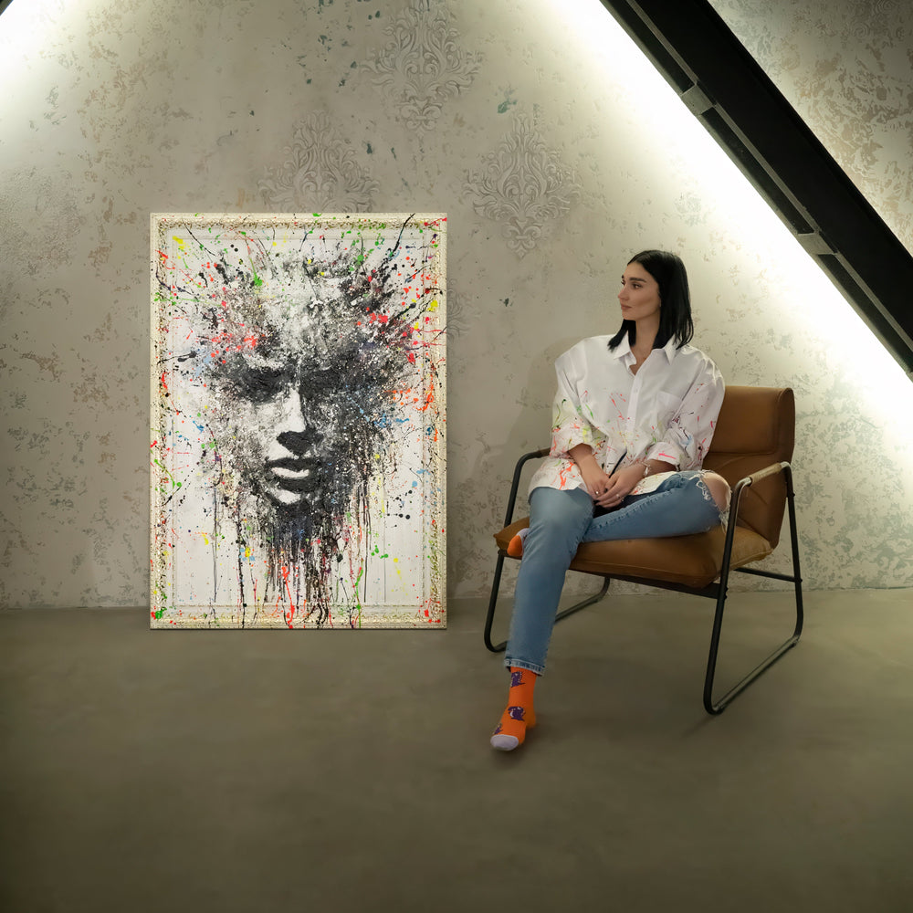 Moderne Abstrakte Gemälde mit Rahmen - Wand Kunst Dekor "Ätherisches Bild"