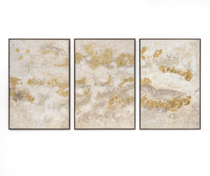 „Glänzendes Gold“ – abstraktes Triptychon mit goldenen Akzenten