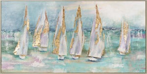 Handgemalte acrylgemälde meereslandschaft abstrakt "Segelboote"