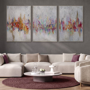„Abstraktion II“ – farbenfrohes abstraktes Triptychon auf Leinwand