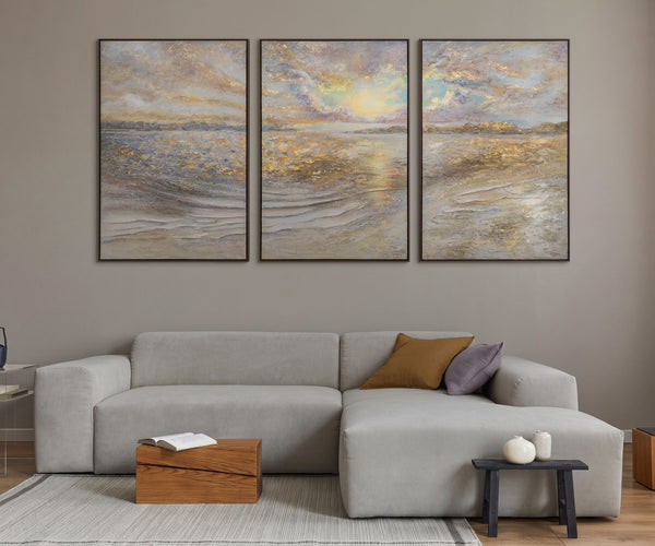 Abstrakte landschaftsmalerei handgemalt "Meer Dämmerung"
