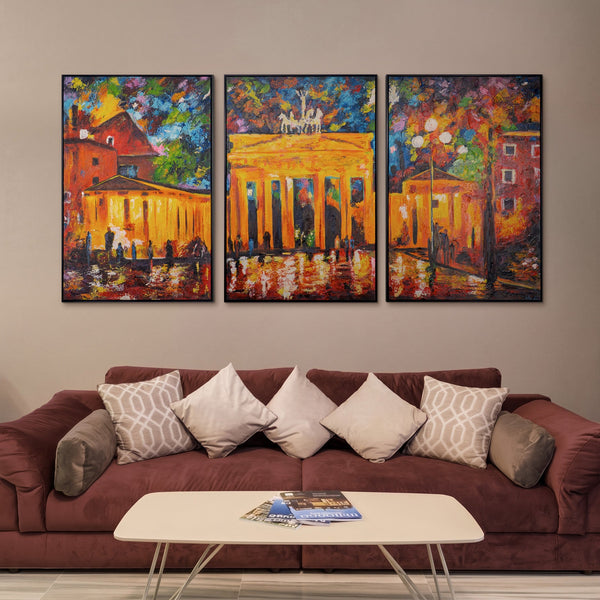„Brandenburger Tor“ – handgemaltes Berlin Triptychon in leuchtenden Farben