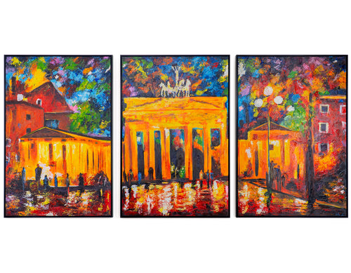 „Brandenburger Tor“ – handgemaltes Berlin Triptychon in leuchtenden Farben