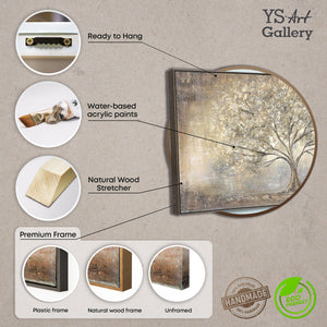 Gemalte Bilder Landschaft "Goldbaum" mit Rahmen moderne Bilder
