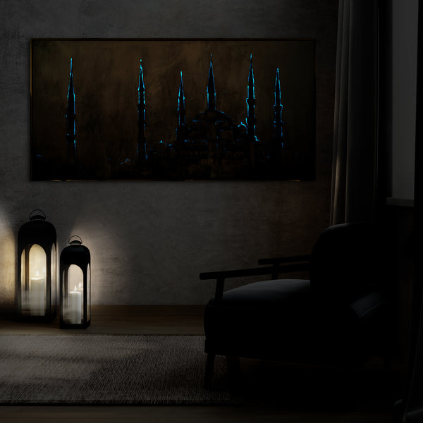 Leuchtende Kunstwerke mit Rahmen "Oase des Glaubens"