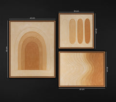 Bilder Set 3-teilig – Größenübersicht für dreiteiliges Wandbilder Set mit Bögen und Ovals