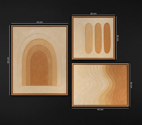 Arztpraxis Bilder Set modern abstrakt sandfarben