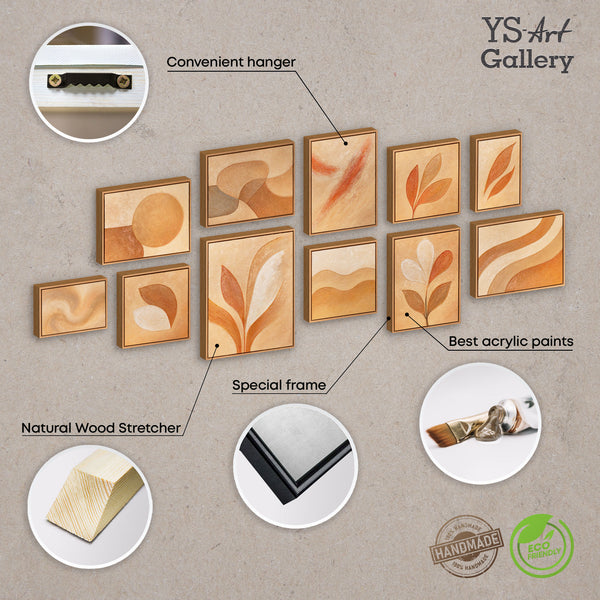 Handgemalte Bilder mit Acrylfarben Bilderwand Set „Flüstern des Laubs“