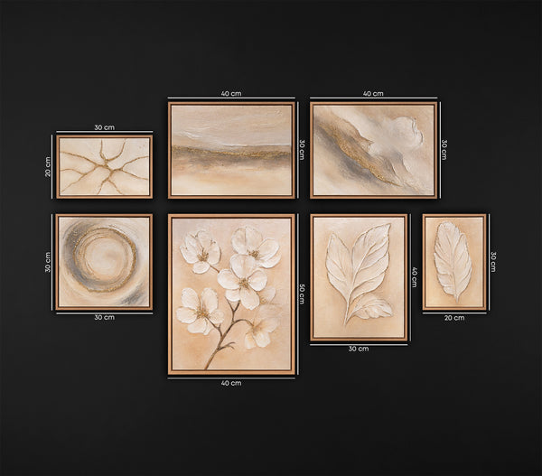 Arztpraxis Bilder Set modern Blumen Motive edel gold