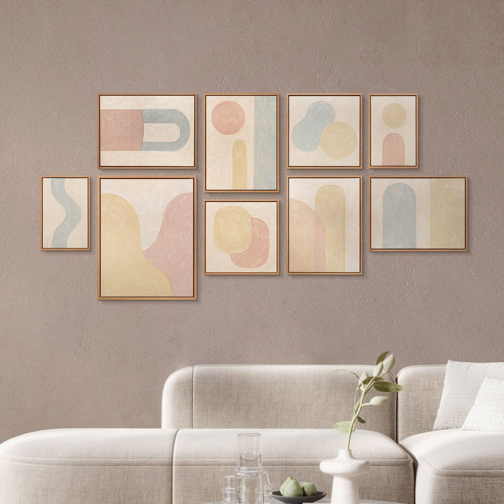 Wandbilder geometrische Formen handgemalt Set Verschmelzung der Farbtöne