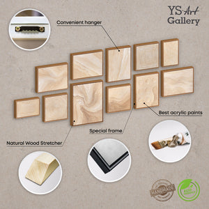 Handgemaltes Kunst moderne Bilder Acrylbilder Set Praxis „Spuren des Windes“