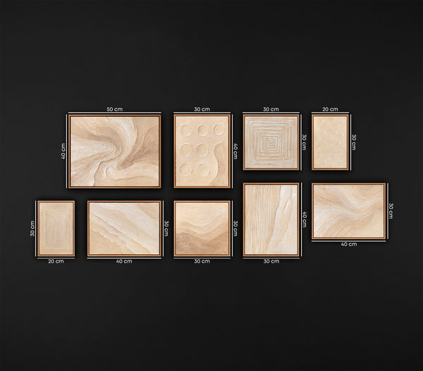 Luxus Beige Bilder Wohnzimmer Modern | Handgemaltes Wandbilder Set mit Rahmeb