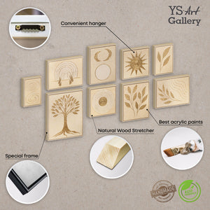 Handgemaltes Naturbild mit Blättern und Vogel für Arztpraxis „Flüstern des Laubs“