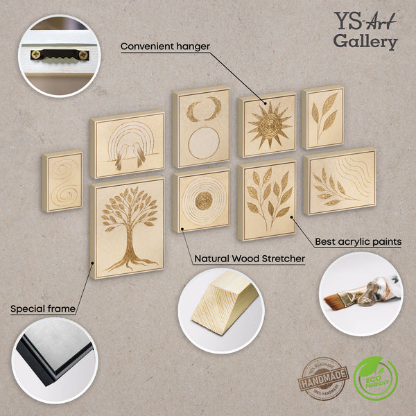 Handgemaltes Naturbild mit Blättern und Vogel für Arztpraxis „Flüstern des Laubs“