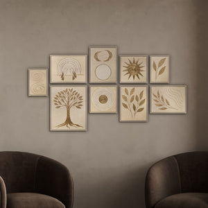 Handgemaltes Bild mit Blättern und Vogel