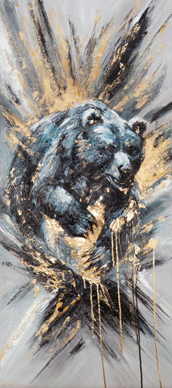 Handgemalte acrylbilder auf Leinwand abstrakt "Tierische Kraft" 115x50cm
