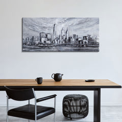 Wohnzimmer mit Stadtbild – moderne Wandgestaltung mit Gemälde