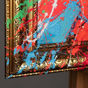 Acrylbild Portrait bunt Strukturmalerei Detail Relief