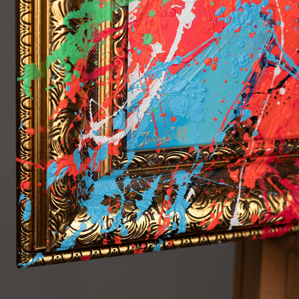 Acrylbild Portrait bunt Strukturmalerei Detail Relief