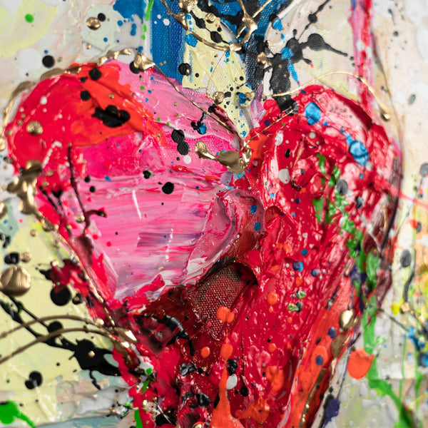 Handgemalte Gemälde mit Rahmen moderne Wanddeko Wohnzimmer "Palette der Liebe"
