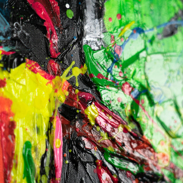 Moderne Kunst Bilder mit Rahmen "Neon-Spritzer" Handgemalte bilder auf leinwand