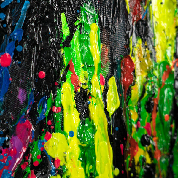 Moderne Kunst Bilder mit Rahmen "Neon-Spritzer" Handgemalte bilder auf leinwand