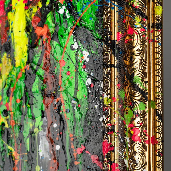 Moderne Kunst Bilder mit Rahmen "Neon-Spritzer" Handgemalte bilder auf leinwand