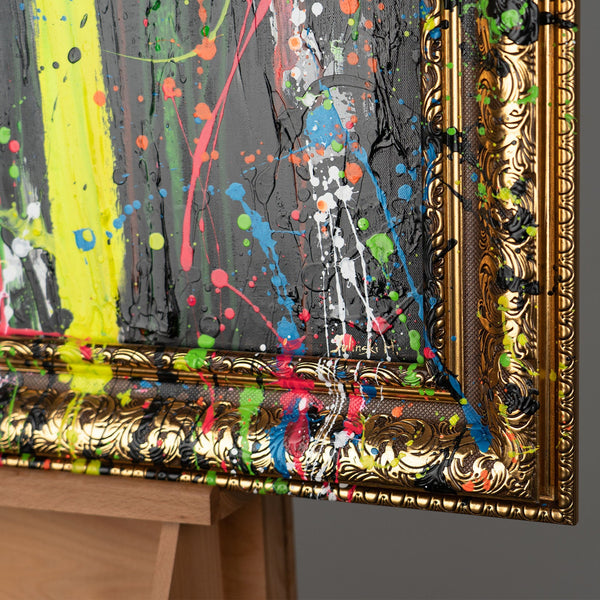 Moderne Kunst Bilder mit Rahmen "Neon-Spritzer" Handgemalte bilder auf leinwand