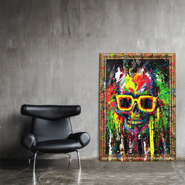 Moderne Kunst Bilder mit Rahmen "Neon-Spritzer" Handgemalte bilder auf leinwand