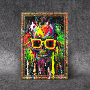 Moderne Kunst Bilder mit Rahmen "Neon-Spritzer" Handgemalte bilder auf leinwand