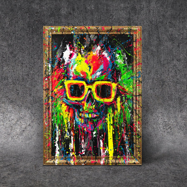 Moderne Kunst Bilder mit Rahmen "Neon-Spritzer" Handgemalte bilder auf leinwand