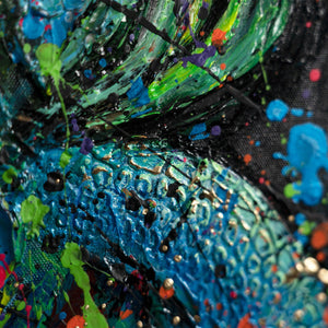 Acrylbild Portrait bunt Strukturmalerei Detail Relief